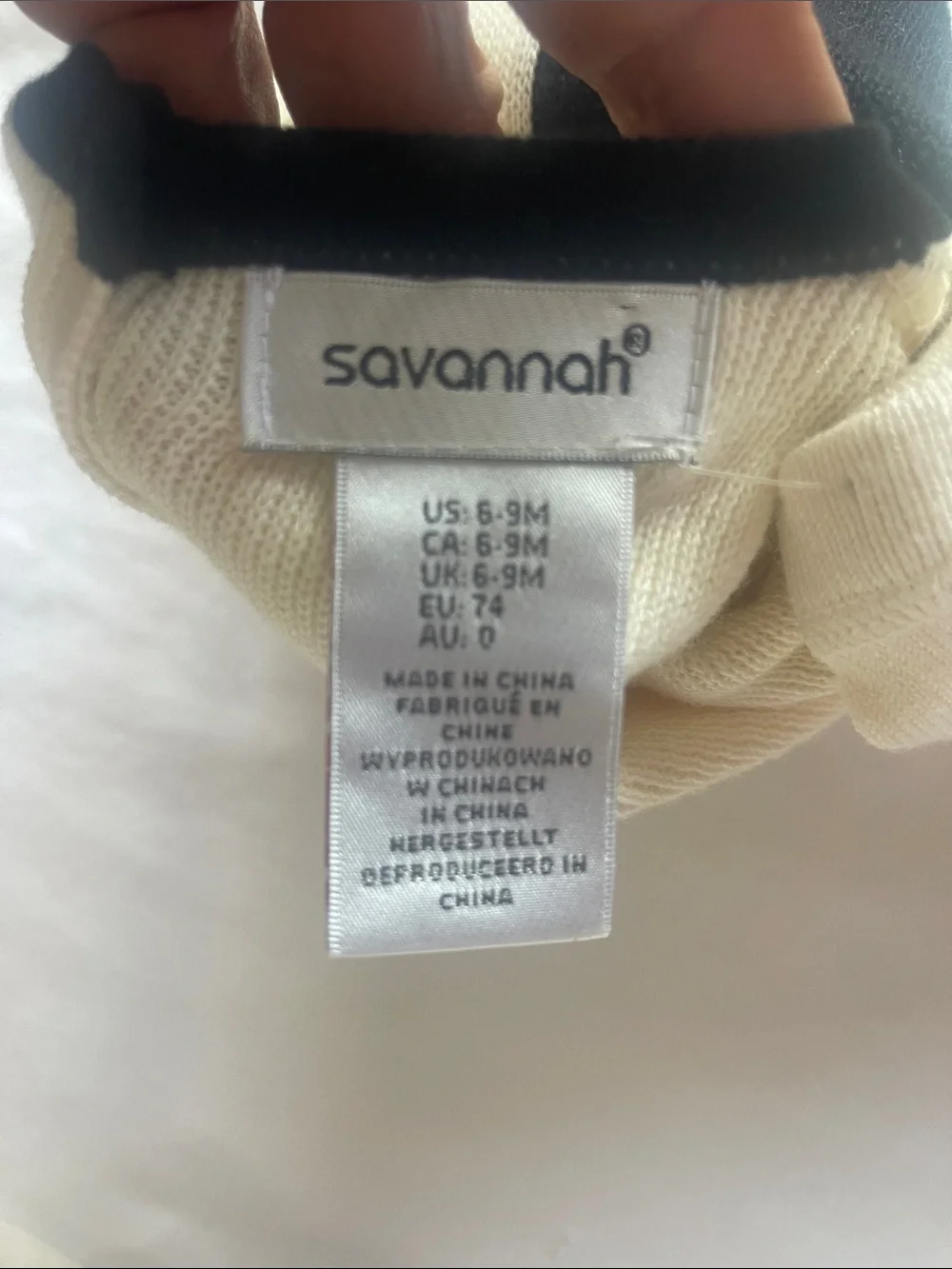 NWT Size 6-9 Months Savannah Cream and Black Bow Front Knit Two Piece Outfit